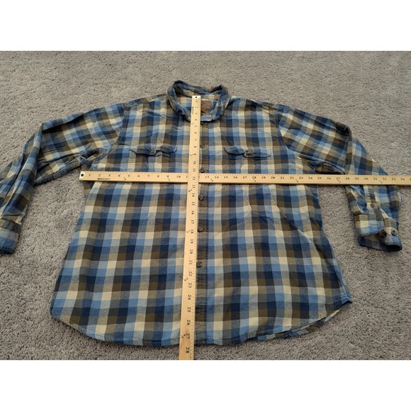 Outdoor Life Button Up Shirt‎ Mens Extra Large Plaid Flannel Long Sleeve Blue - Picture 3 of 8